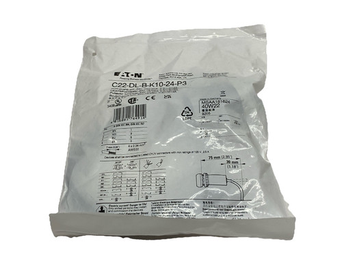 Eaton C22-DL-B-K10-24-P3 RQM Illuminated Compact Momentary Pushbutton Blue 24V - Picture 1 of 5