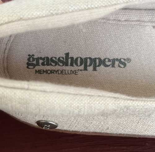 GrassHoppers Shoes womens sz 6 Memory Deluxe Gigi Metallic linen Wedge Loafer - Picture 2 of 10