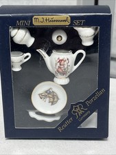 Miniature Doll House MJ Hummel Porcelain Tea Set "Little Boy with Umbrella" NEW