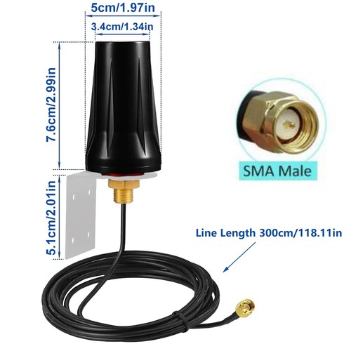 Außenbereich 4G/5G LTE Antenne SMA Stecker Antenne Wandhalterung externes Antennenkabel - Bild 2 von 12