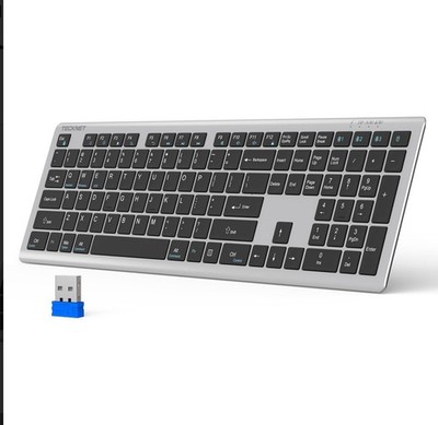 TECKNET Bluetooth Keyboard Rechargeable 4-Device Free Switching (2.4G+BT) Slim