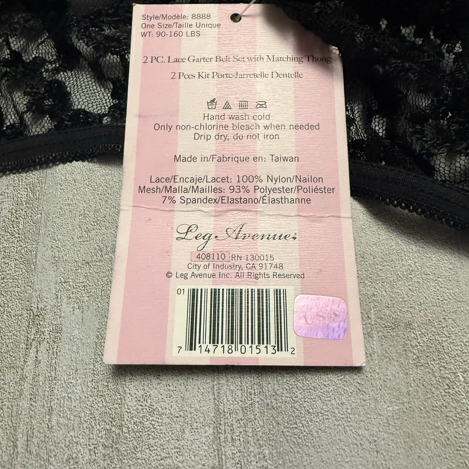 Liguero floral de encaje Leg Avenue con correas negro ajustable talla única OS nuevo Foto 3 de 4