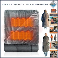 Wearable Heated Throw Blanket - 3 Heat Levels, Windproof, Machine Washable