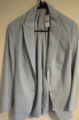 Express Women s Editor Blue Notch Lapel One-Button Blazer Jacket Size S