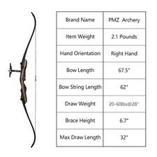 PMZ Archery 67.5" Takedown Recurve Bow and Arrows Set Traditional Hunting Bow
