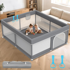 Baby Playpen 79"X71" Extra Large Play Yard for Toddlers with Pull up Rings Pul