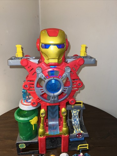 Iron Man Headquarters Play Set Playskool Heroes Marvel Super Hero Imaginext - Foto 2 di 10