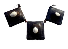 Colonial African Leather Amulet Necklace Gris-Gris Hausa Fulani Cowry Talisman