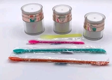 Airless Pump Bottles Empty Cosmetic Container w/ Silicone Spatula Set ROSE GOLD