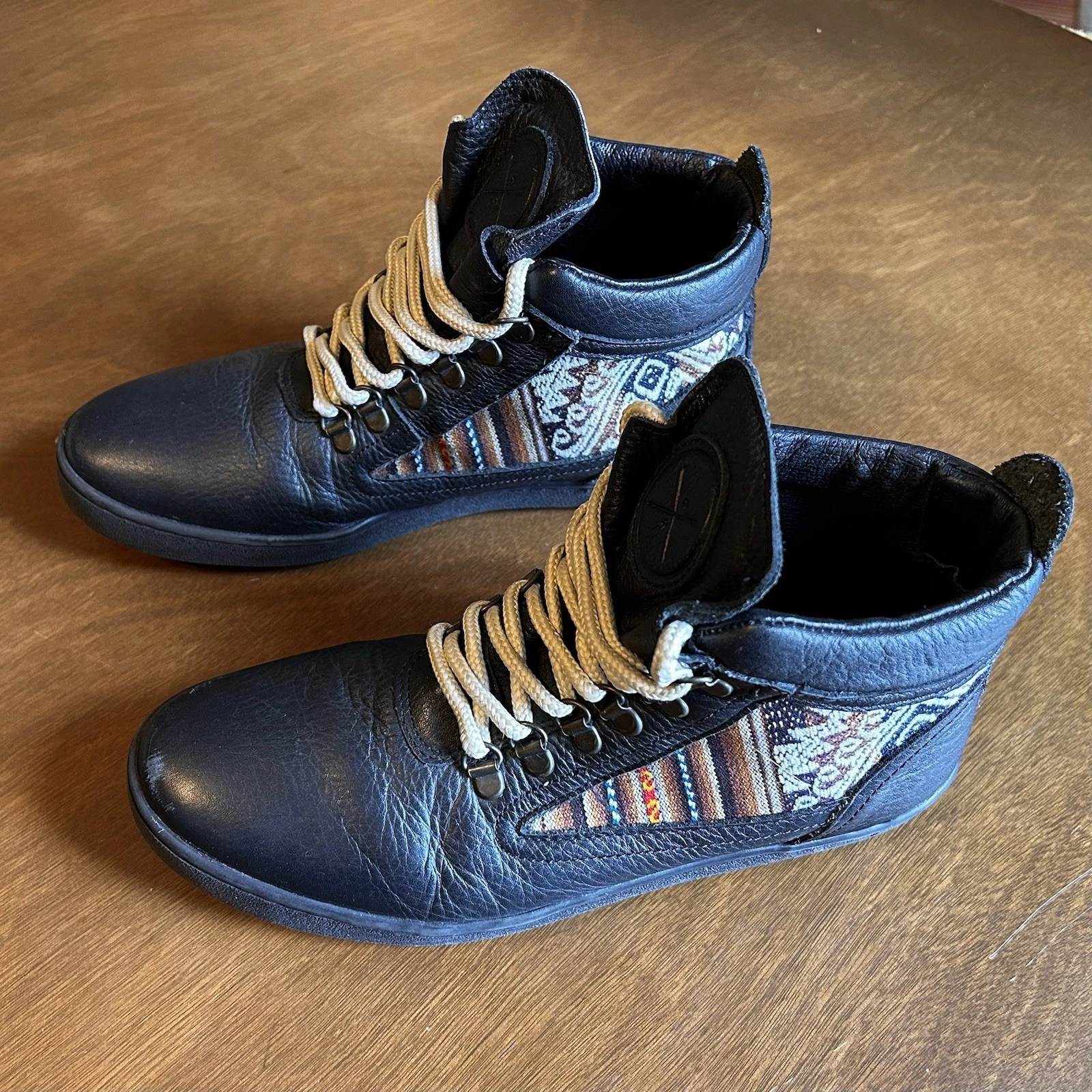 INKKAS Camping Boots Womens 9 Mens 7 Barracuda Black Leather Round Toe Lace Up