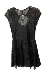 NWT MT Collection Black Lace A-Line Dress Size Large Short Sleeve Party Dress