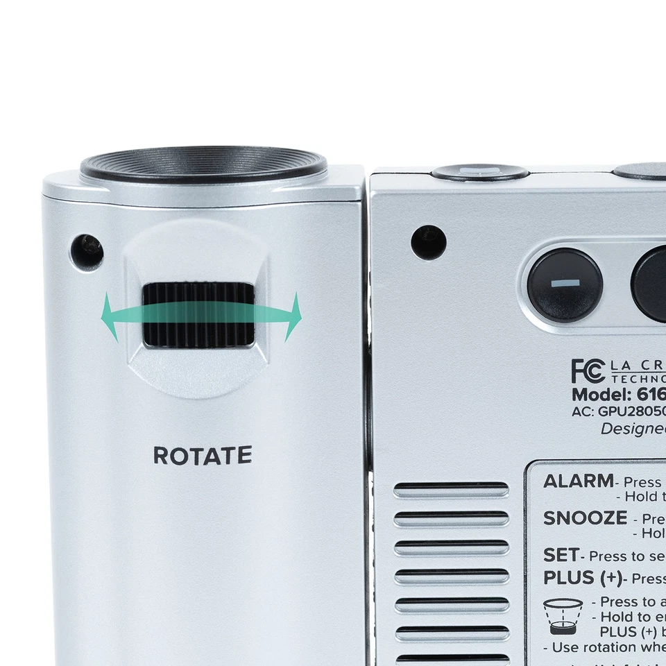 La Crosse Technology 616-12667-INT Silver Atomic Projection Alarm Clock with Tem - Image 4 of 4