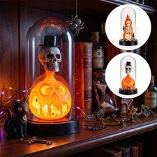 LED Light Glowing Skull Ghost Skeleton Glass Lamp Party Home Halloween Decor