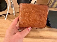 Authentic vintage handcrafted Mexican leather wallet unique artisan design