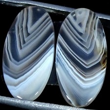 8.50Cts Natural Botswana Agate Earrings Supply Oval Cabochon Pair 9X18X2MM