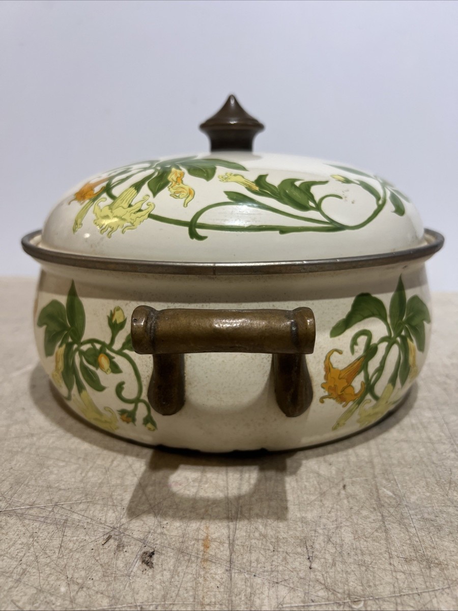 ASTA Floral Enamel Cookware Old Amsterdam Brass Dutch Oven