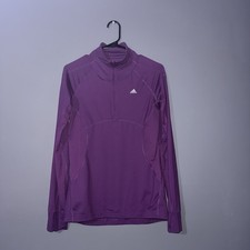 Adidas Climalite 1/4 Zip Pullover Jacket Women's Size S - Purple With Thumbholes