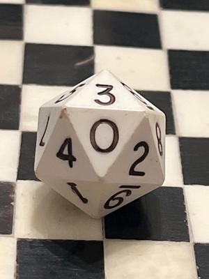 Vintage Armory d20 0-9 twice opaque white rpg ad&d dice 123124@