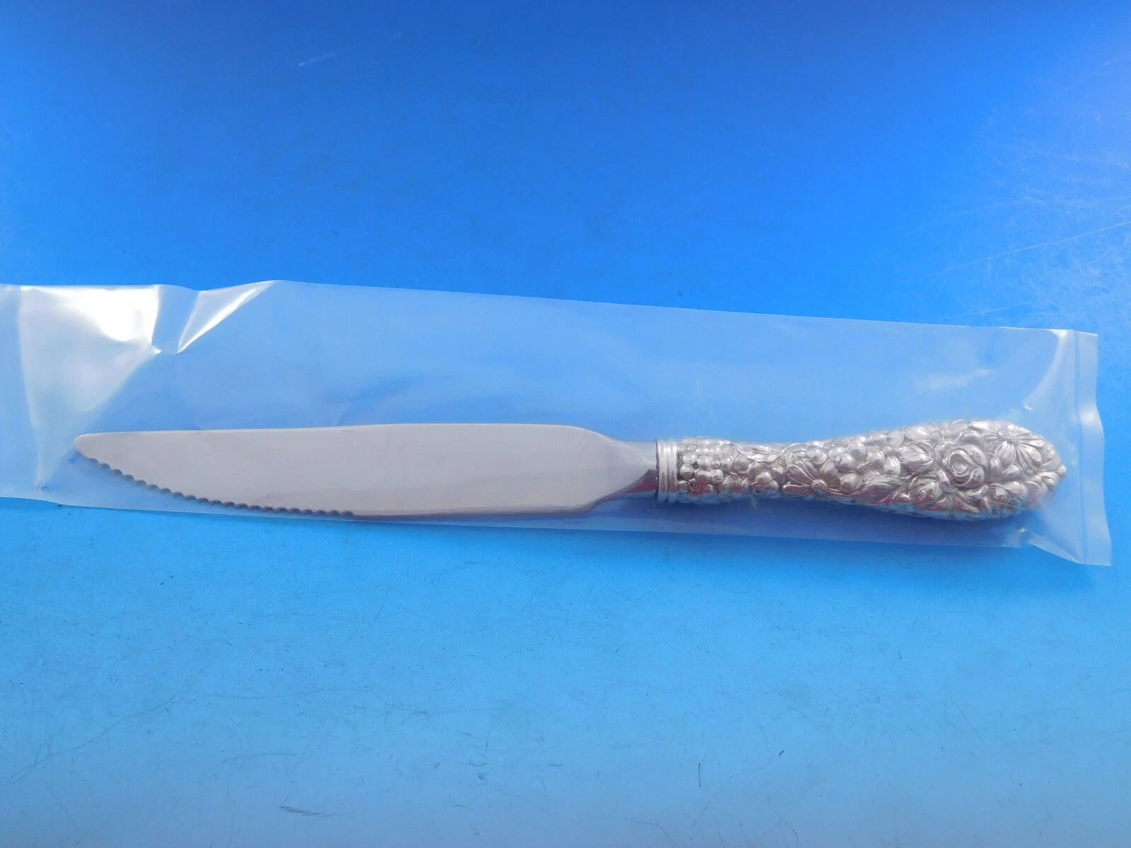 Rose by Stieff Sterling Silver Steak Knife Serrated HHWS Custom 8 1/8"