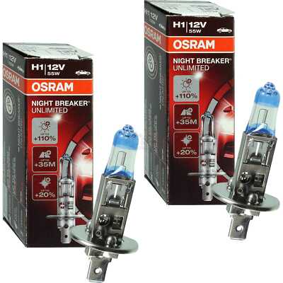 2x OSRAM NIGHT BREAKER UNLIMITED 110% mehr Licht 64150NBU 55W 12V P14.5S Halogen