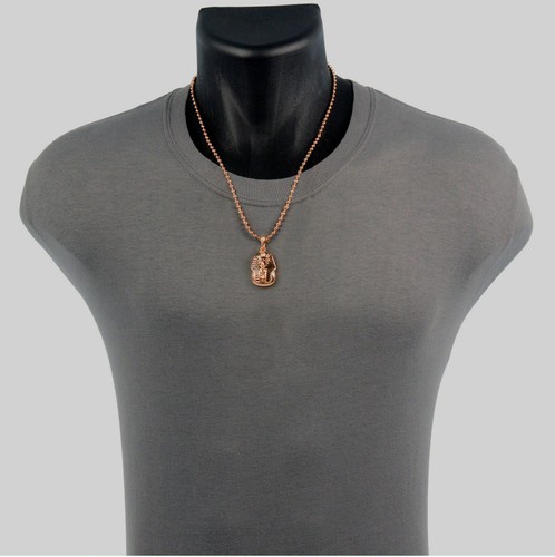 Men's Egyptian Pharaoh Icy Pendant 3 mm 20" Ball Matte Chain Necklace MMP 810 RG - Bild 2 von 3