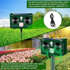 Solar Powered Animal Repellent: Ultrasonic + Motion Sensor for Yard/Garden