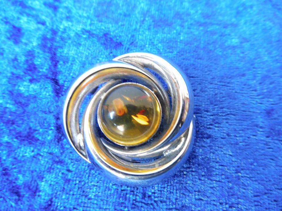 Spilla In Oro Giallo Con Ambra A Forma Di Calla - Foto 4