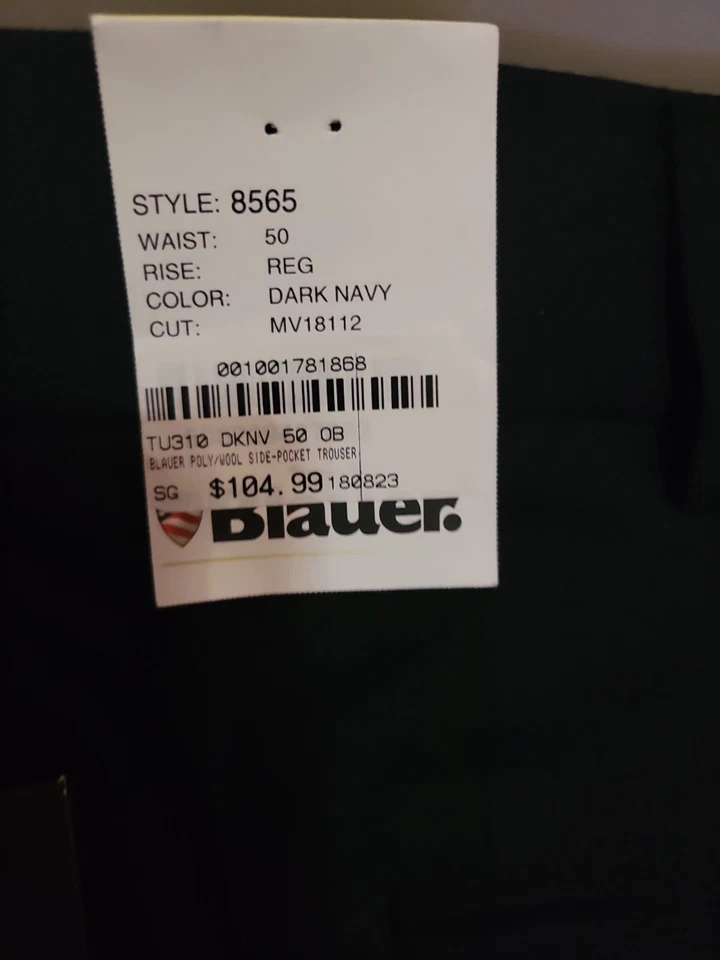 Blauer side pocket wool blend trousers dk NAVY sz 50 reg st 8565 free ship - Image 3 of 3
