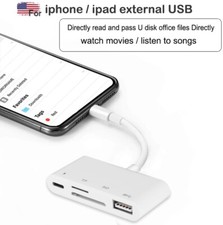 SD TF Card Reader Adapter for iPhone 13 12 Pro Max Supports Newest iOS 15-White
