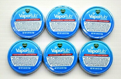 Vicks VapoRub Cough Suppressant Topical Analgesic Ointment 6 Pack, 0.45 oz(12 g)