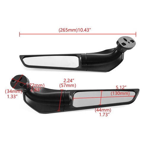 Pair Universal Wind Wing Rear View Side Mirror For Motorcycle Bike/Motorbike - Picture 6 of 14