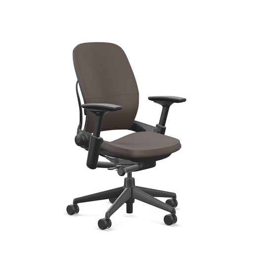 Steelcase Leap Desk Chair Espresso Leather Adjustable V2 Soft Hard - Main Image