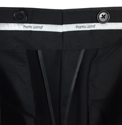 Pronto Uomo Black Tux 2 pc Satin Trim Tuxedo Suit Size 38 L Jacket Pants - Picture 21 of 22