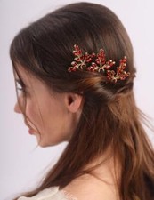 Red Rhinestone Crystal Hair Pins Wedding Hair Pins Dainty Rhinestone Headpiece