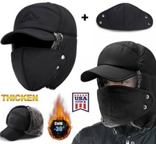 Thermal Winter Fur Ear Flap Trapper Hat Full Face Mask Aviator Warm Ski Cap USA