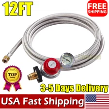 12 Ft High Pressure Adjustable Propane Regulator 0-30 PSI with Gauge for Grill