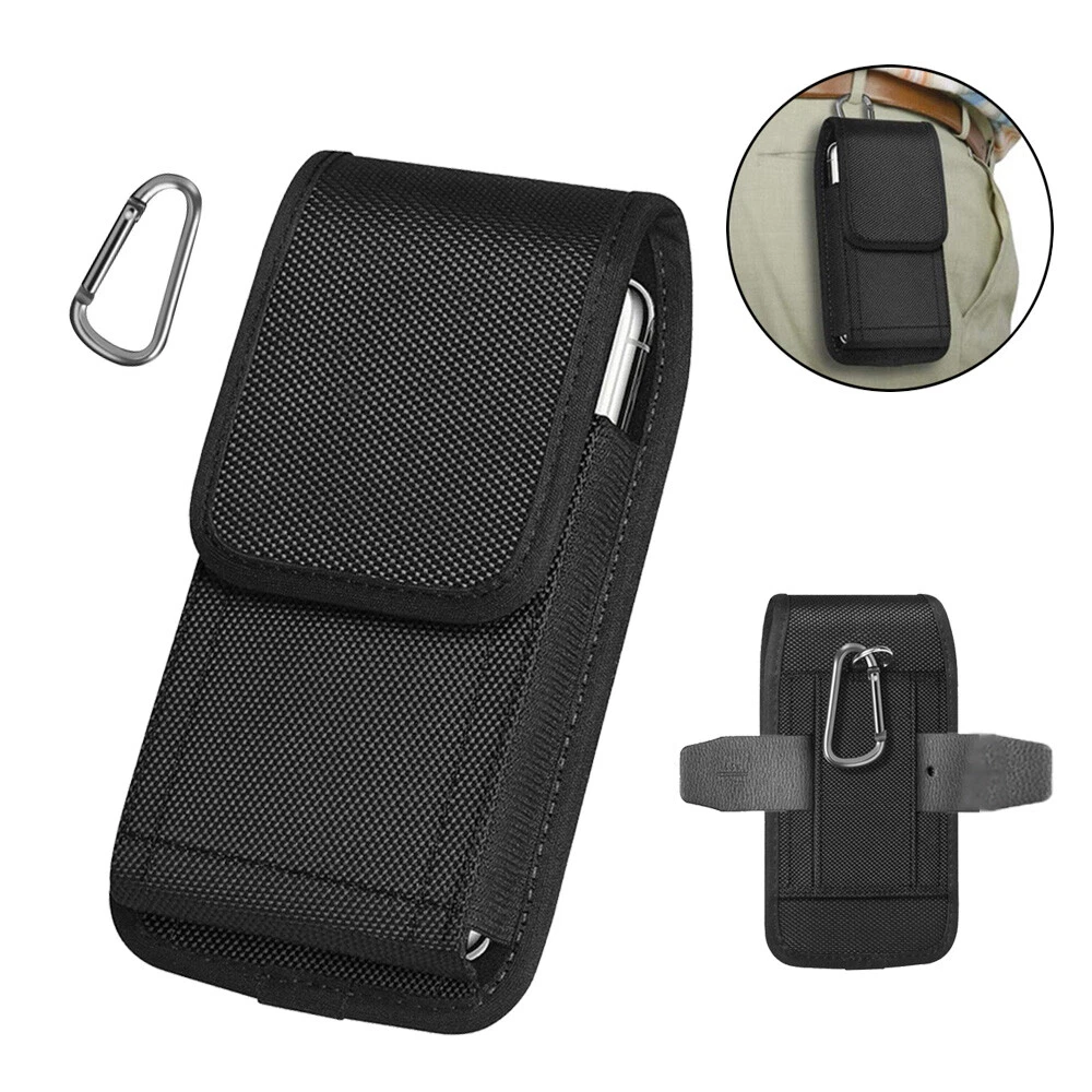 Custodia Per Telefono Da Cintura In Pelle - Porta Cellulare Universale Per Campeggio, Trekking, Viaggio (Nero, 4 Taglie)