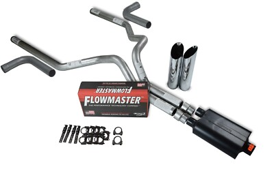Chevy GMC 1500 88-95 3'' Dual Exhaust Kits Flowmaster Super 40 Slash Tip Side Ex