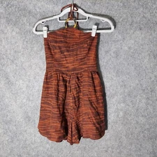 Old Navy Romper XS Linen Halter Smocked Pocket Zebra Pleated Safari jungle