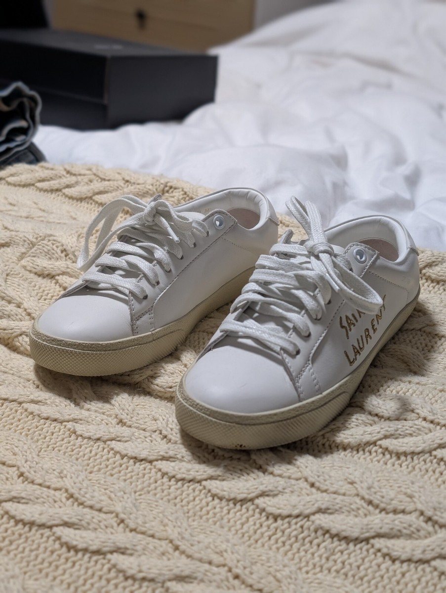 Saint Laurent SL-06 Gold Logo Court Classic 34EU White Saint Laurent SL-06 Gold Logo Court Classic 34EU White