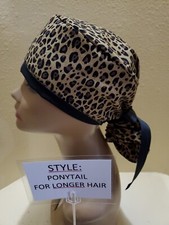 Animal Print 3 Women's Ponytail Surgical Scrub Hat/Cap Handmade