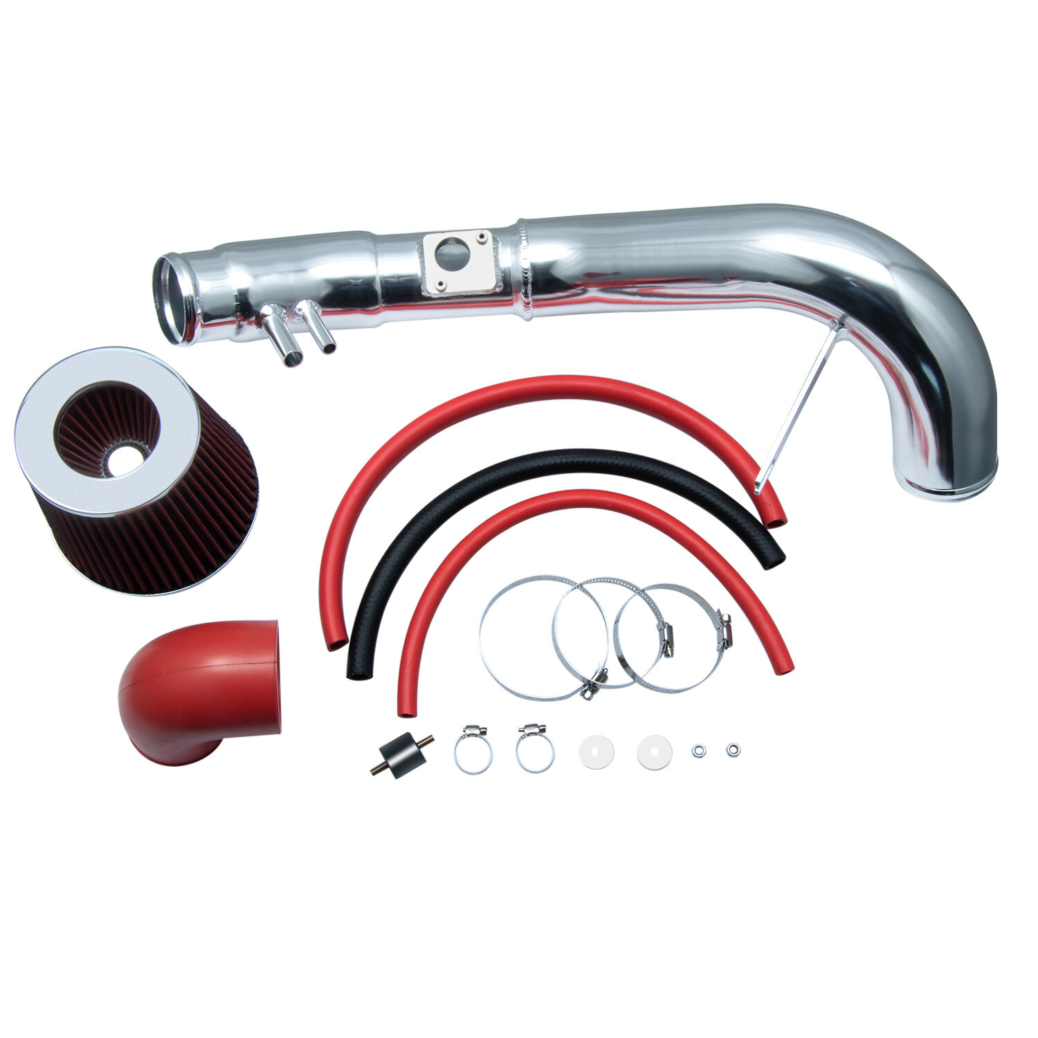 Cold Air Intake System + Air Filter Aluminum For 2006-11 Honda Civic Si 2.0L Red