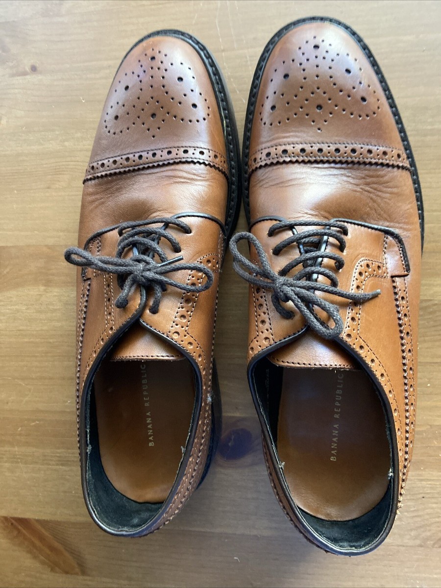 Banana Republic Mens Lace Up Wingtip Oxfords Brown Tan  display picture 2
