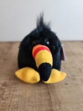 Swibco Puffkins Tiki Toucan Bird Plush Stuffed Animal Black Tropical Vintage 4"