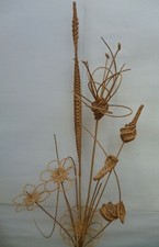 Willow Weaving Craft - Handmade Dried Floral Arrangement Display - 35" tall MCM