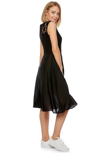 Z5055-K6-SW) ABITO DONNA COCKTAIL MATRIMONIO FESTA SERA NERO PIZZO TG 36 (S) - Foto 2 di 3