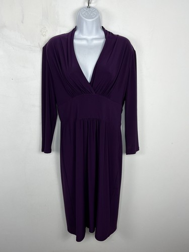 Evan Picone Petite Kleid Gr. 10P lila langarm Empire Taille knielang