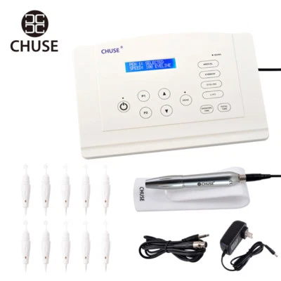 CHUSE C5P Permanent Makeup Tattoo Machine Kit Eyebrow Eyeliner Rotary Pen Needle