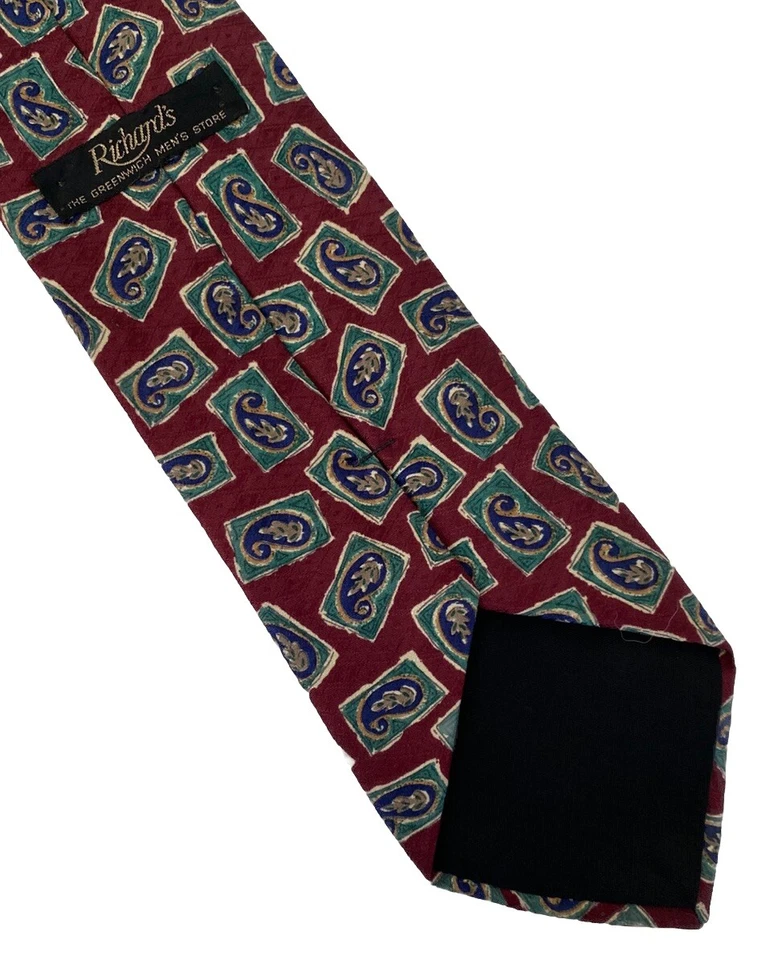 Corbata clásica Richard's granate cachemir bloque seda hecha a mano Foto 3 de 4