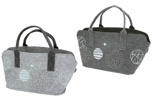 ANGEBOT 2 x Shoppingtasche Universe Filz hellgrau dunkelgrau H26cm UVP 21,95€ #1